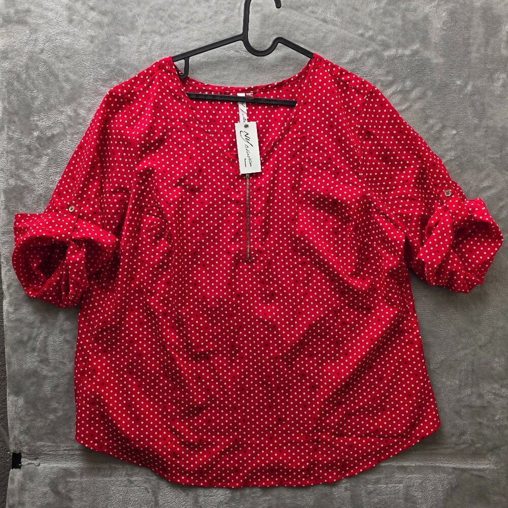 NY Collection Polka Dot Top 2X NWT‎